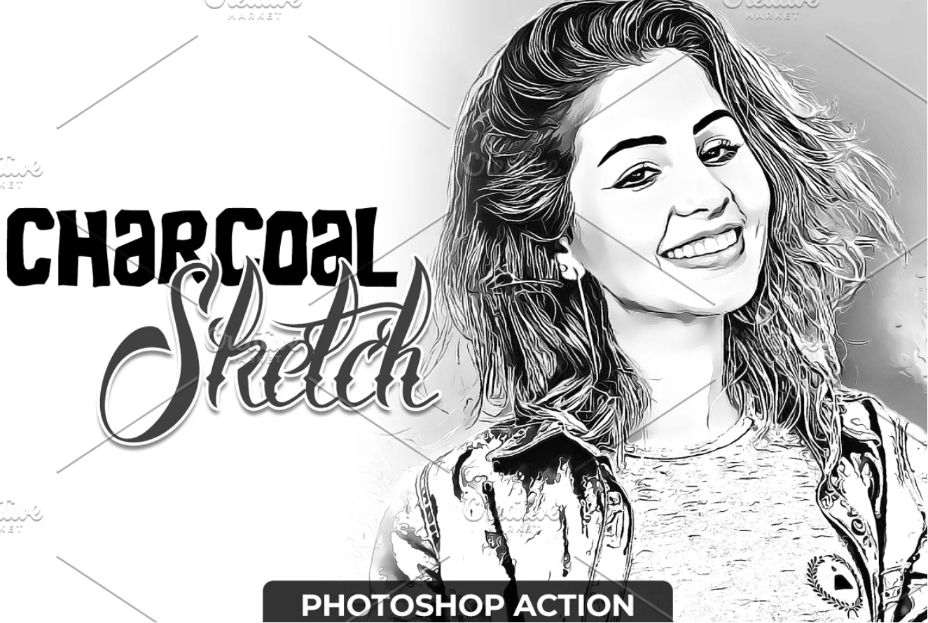 Professional Charcoal Sketch PS Action
