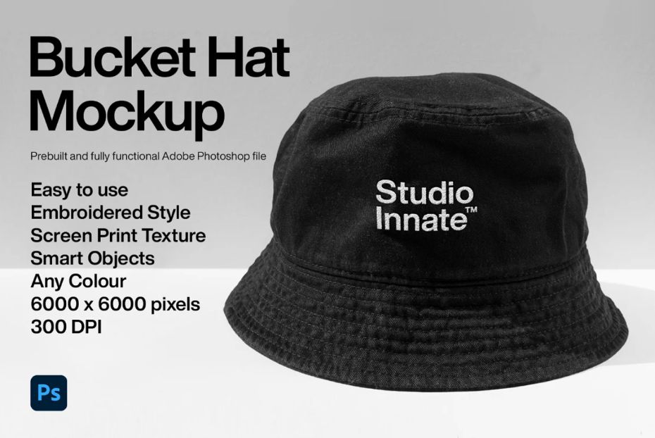 Realistic Bucket Hat Mockup PSD