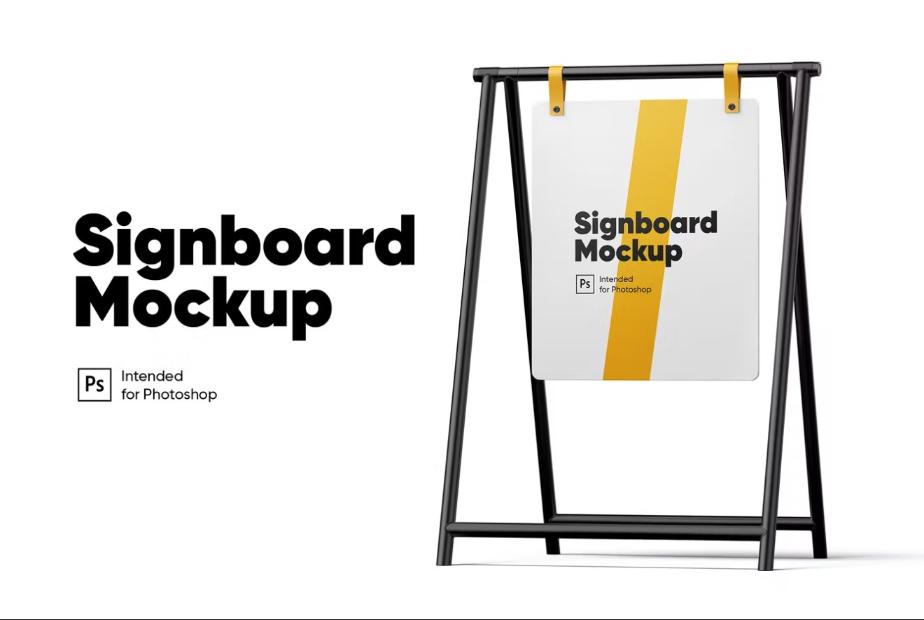 Realistic Signboard Mockup PSD with a white background