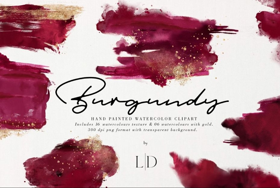 Watercolor Burgundy Red Textures