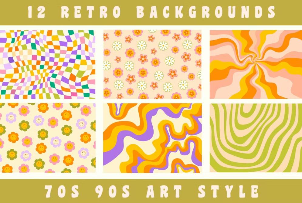 12 Retro Pattern Design Set
