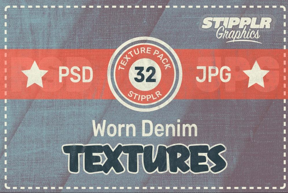 32 Worn Denim Texttures Set
