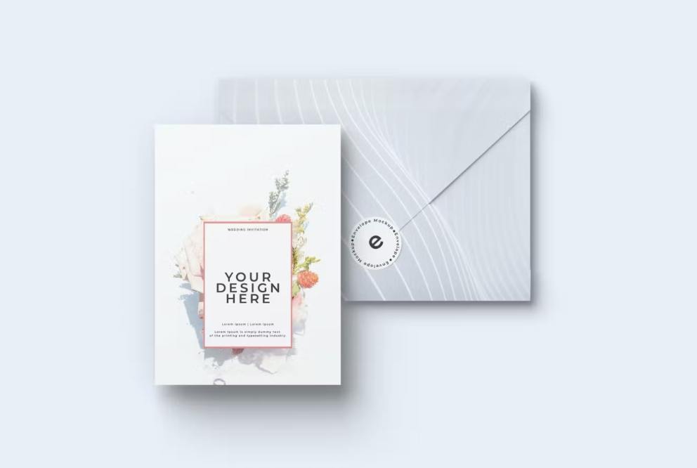 Editable Wedding Card Mockup PSD