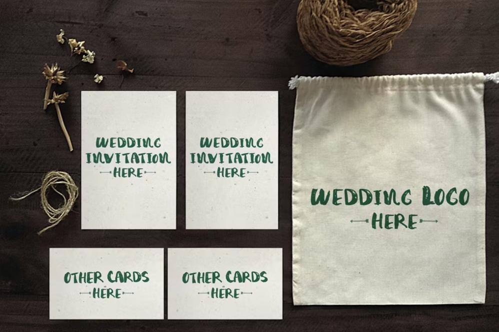Simple Wedding Invite mockup PSD