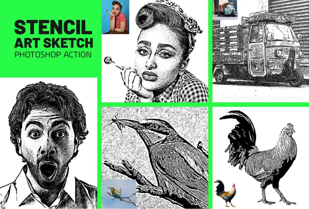 Stencil Art Sketch Photoshop Action