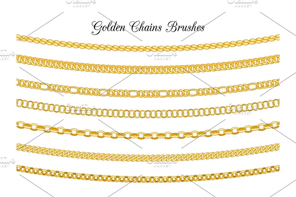 Golden Broken chain brush Procreate on the white background