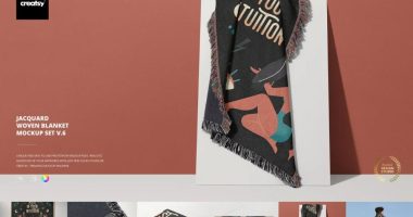 Woven Throw Blanket Mockup PSD