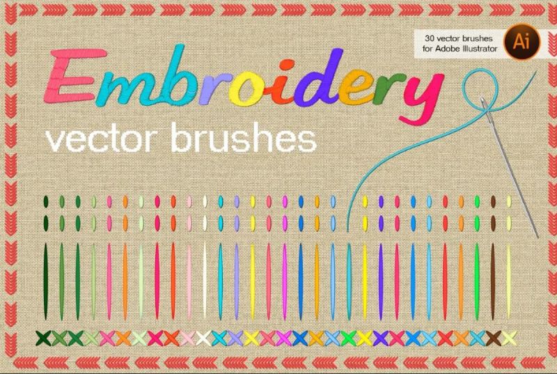 Embroidery Stitch Vector Brush