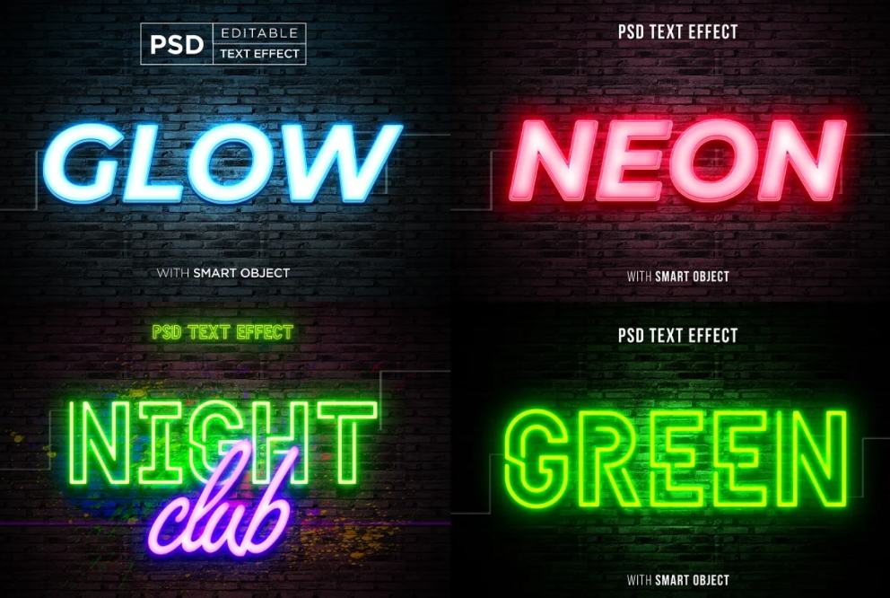 Glow Neon Text Effect Bundle