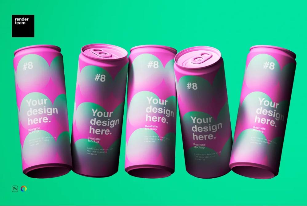 Matte Can packaging Mockup PSD