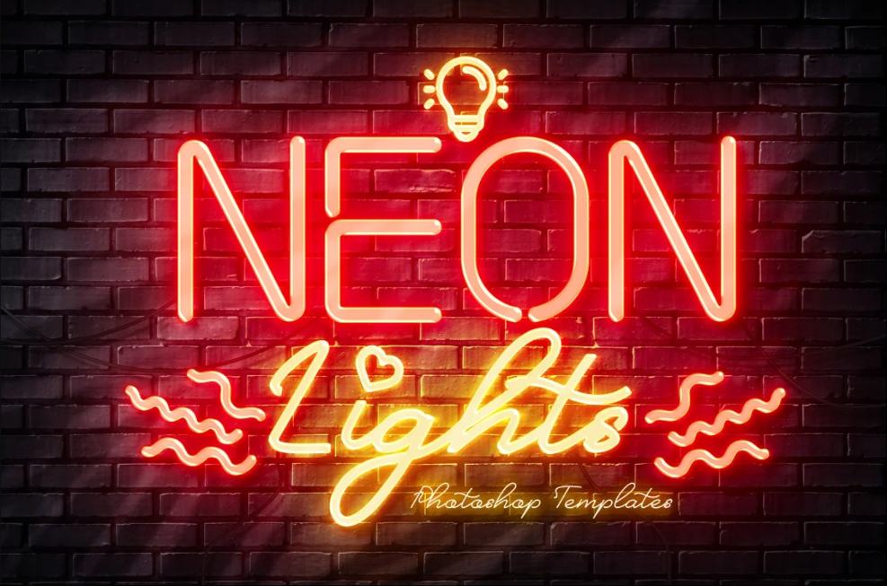 Neon Lights Photoshop Template