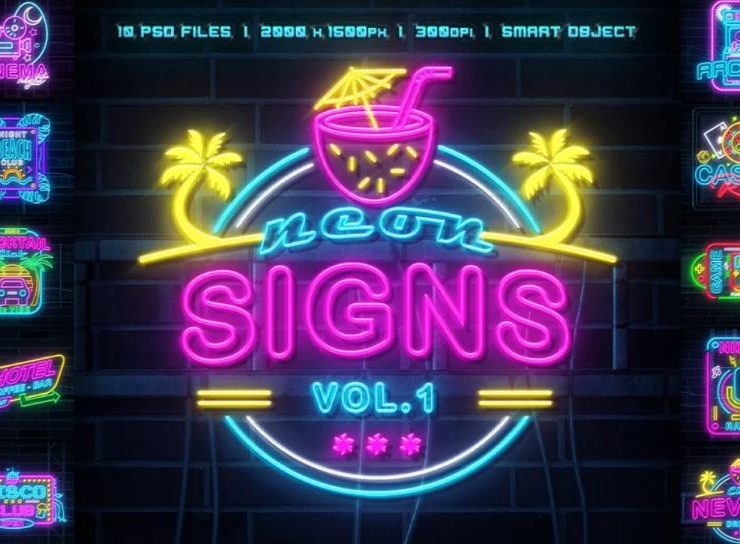 15+ Neon Text Effects PSD Template Download
