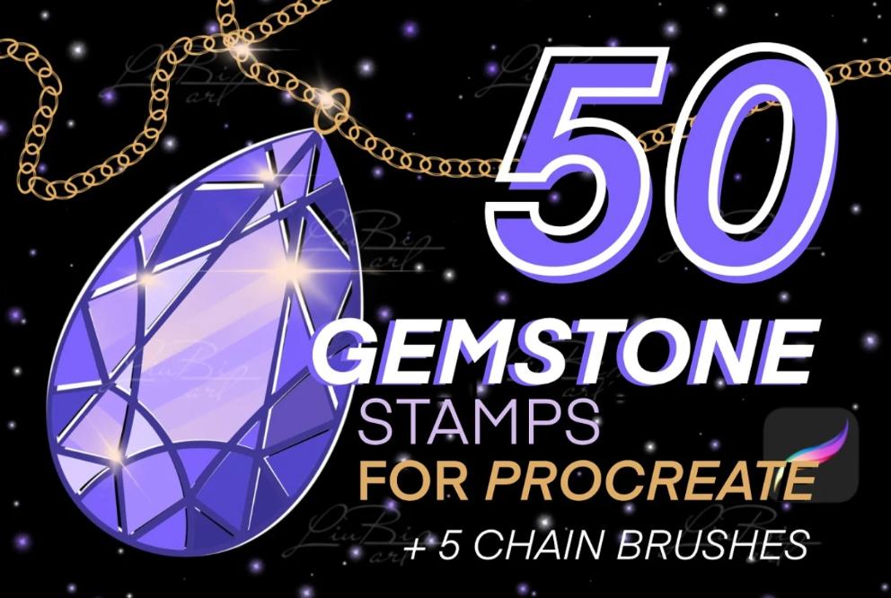 Procreate Gemstone Stamp Brushes Set