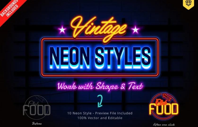 Vintage Neon Style Effects