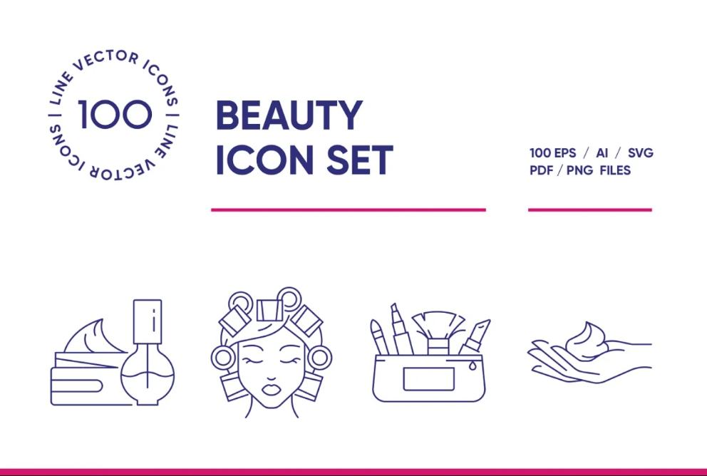 100 Beauty Icons Set