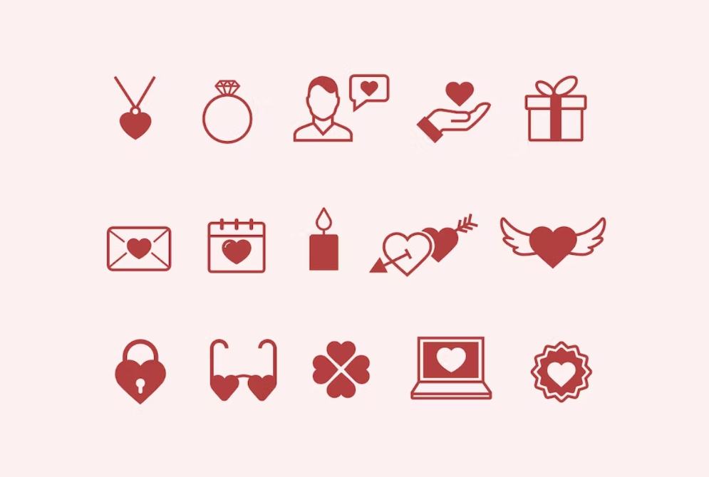 15 Romance and Love Icons Set