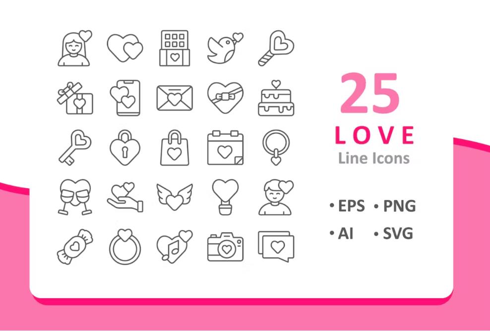 25 Professional Love Icons Set