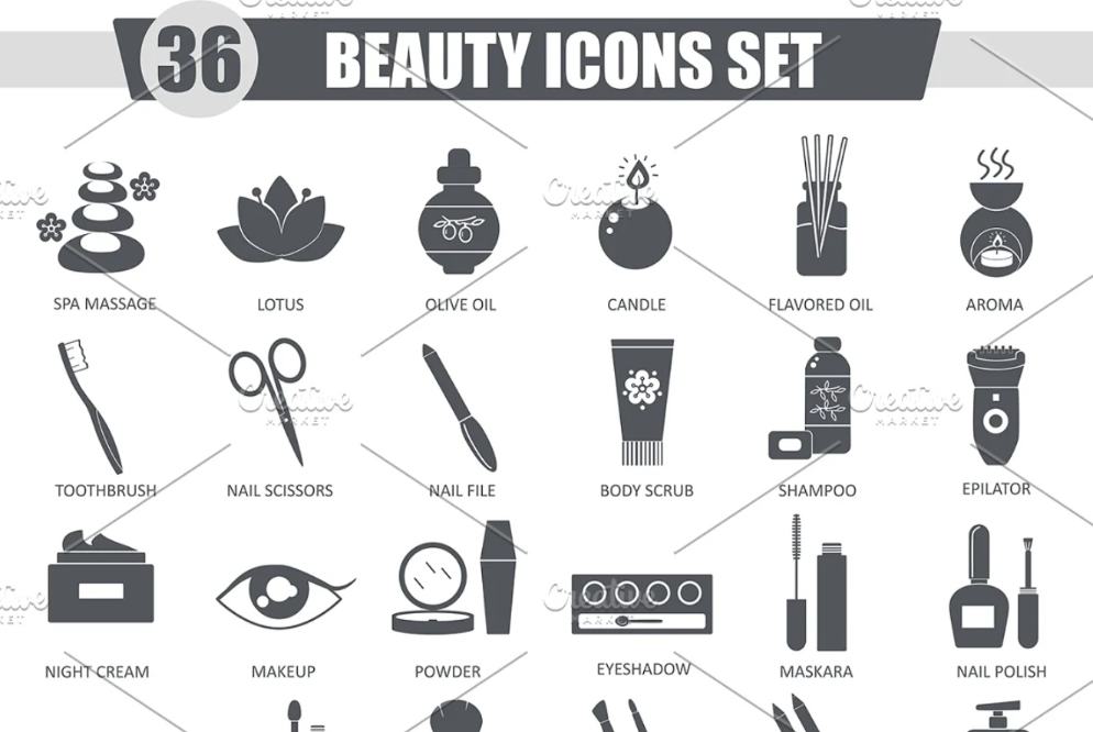 36 Beauty Vector Icons Set
