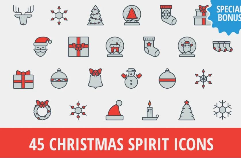 45 Unique Christmas Icons Set