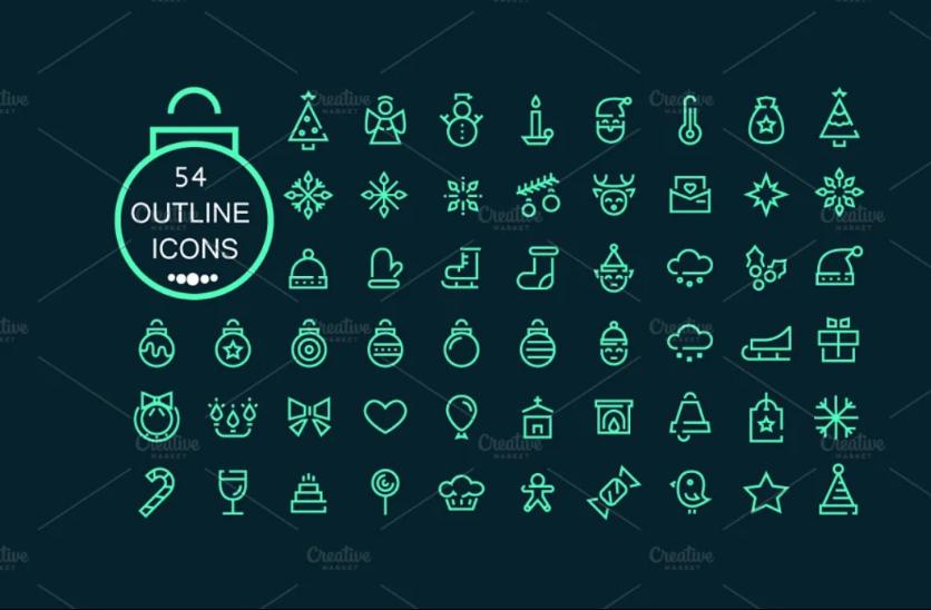 54 Outline Icons Set