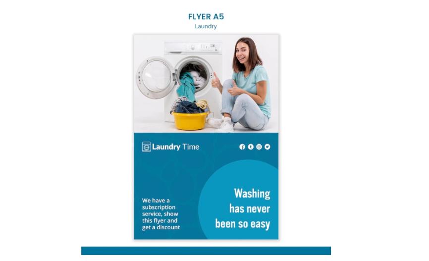 A5 Laundry Time Flyer Design
