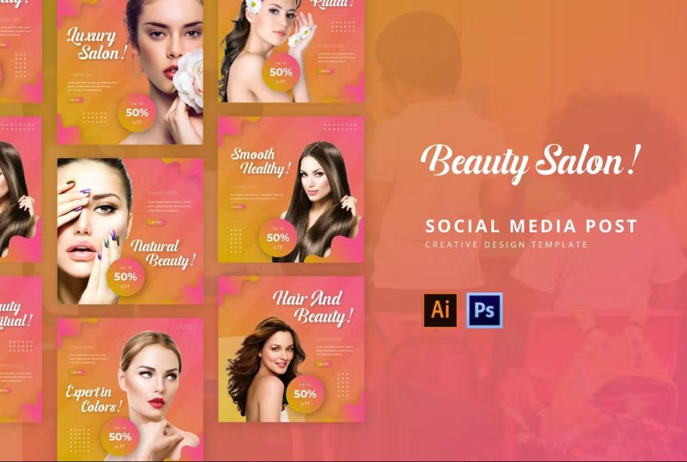 Beauty Salon Social Media Post Templates
