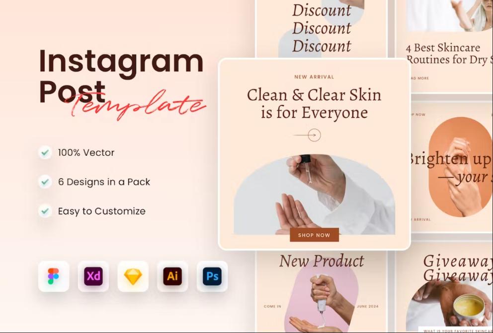 Customizable Skin Care Instagram Posts