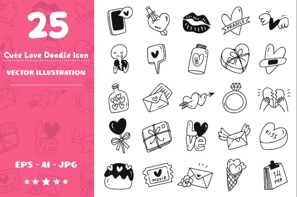 Cute Love Doodle Icons