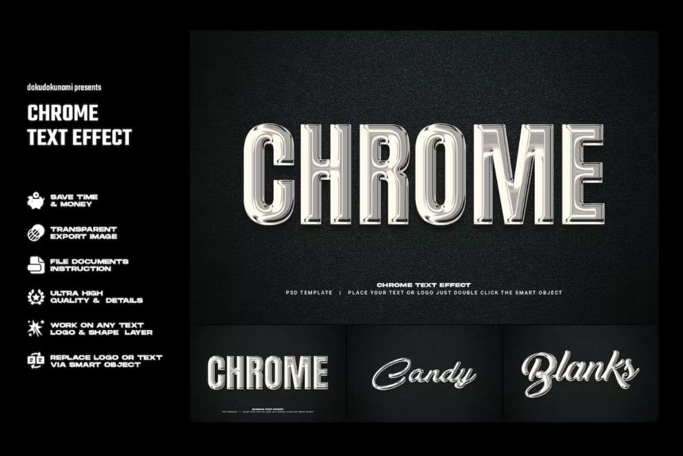 Editable Chrome Text Effect