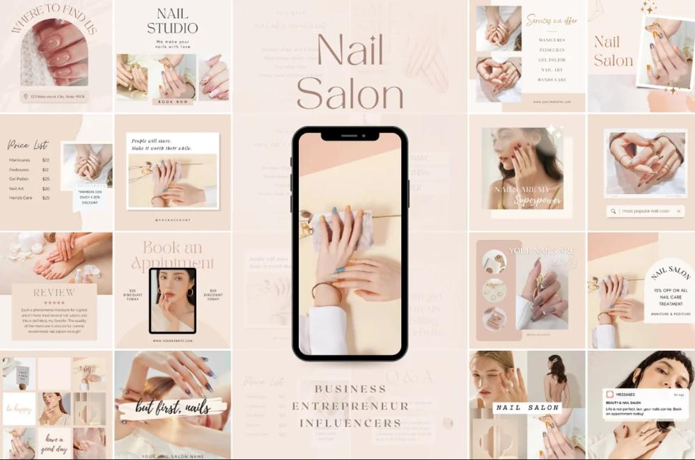Editable Nail Salon Instagram Templates