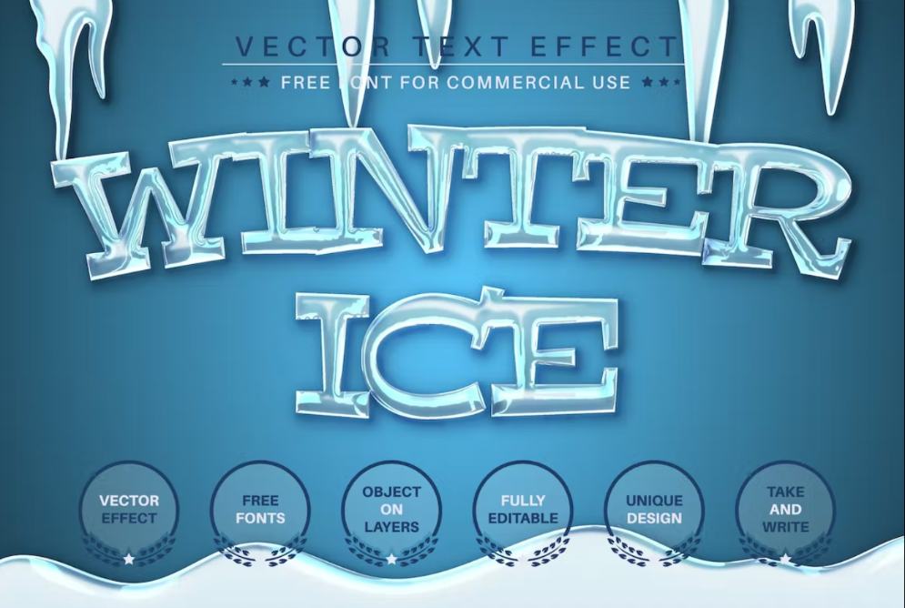 Editable Winter Ice Font Styles