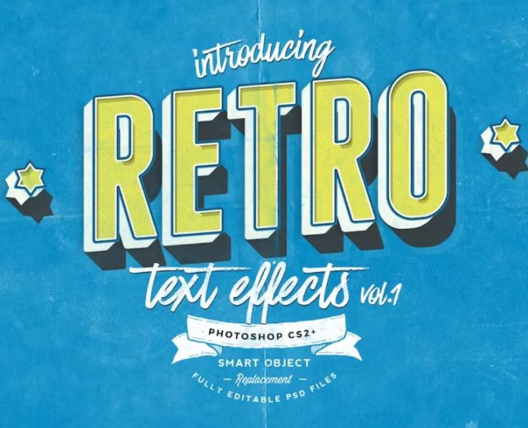 15+ FREE Retro Text Effects PSD Download