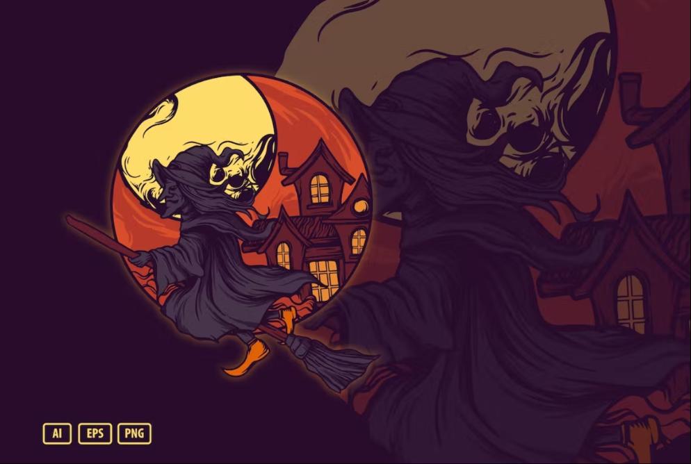 Halloween Witch Vector Illustration