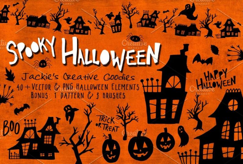 Hand Drawn Spooky Vector Elements