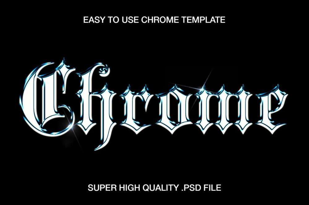 High Quality Chrome Text Effect