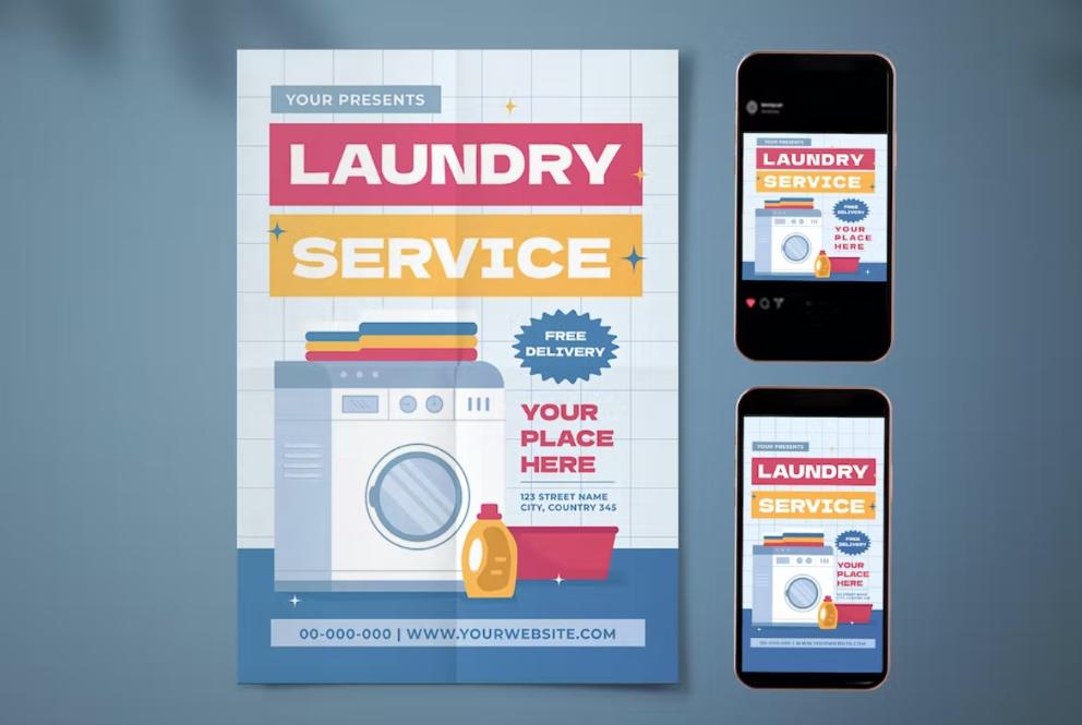 Laundry Flyer and Social Media Post Template