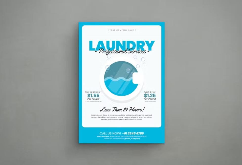 Professional Laundry Poster Design Template