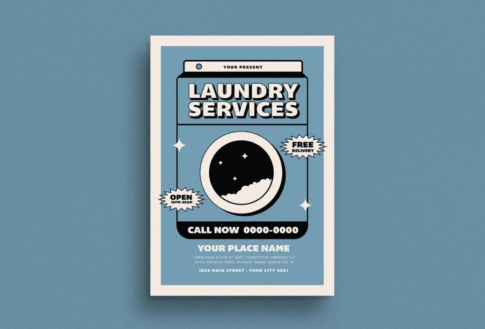 Retro Washing Services Flyer Template