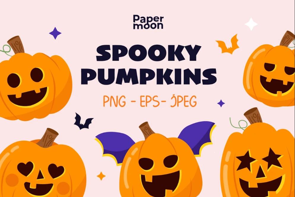 Spooky Halloween Pumpkins Set