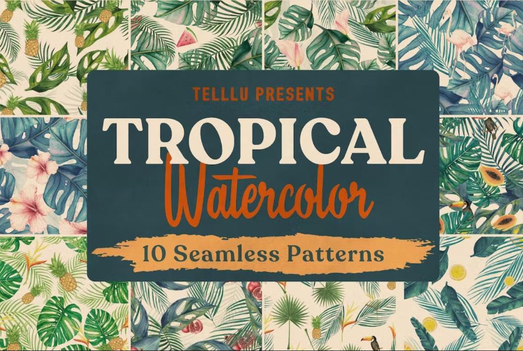 10 Tropical Seamless Patterns