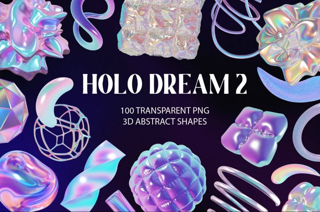 100 Abstract Holo Shapes