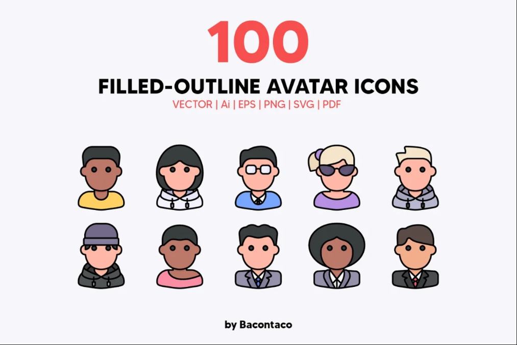100 Filled Icons Set