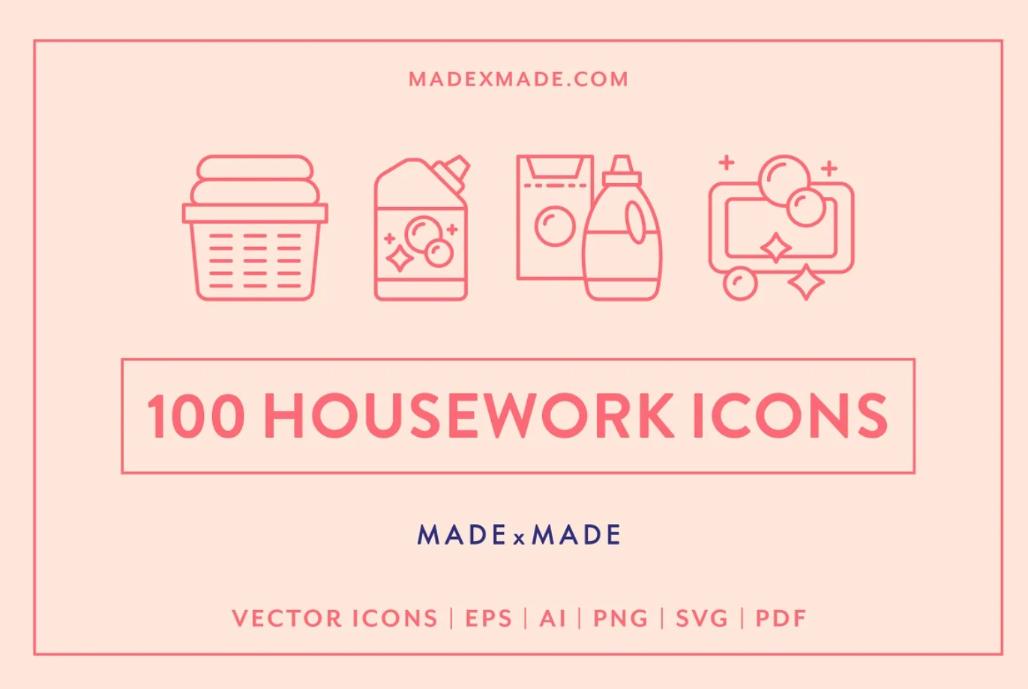 100 Housework Icons Set