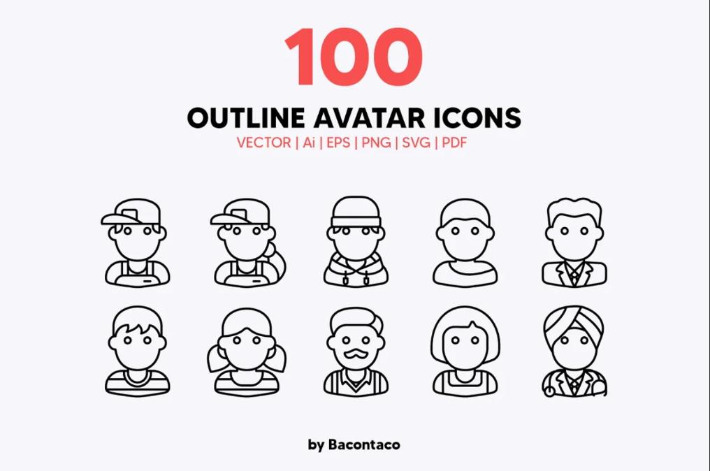 100 Outline Vector Icons Set