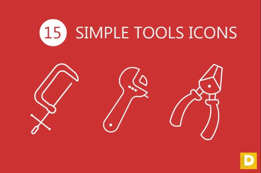 15 Simple Hardware Tool Icons