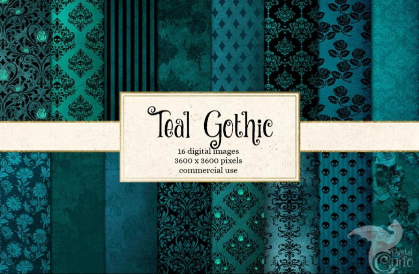 16 Teal Gothic Texture Designs