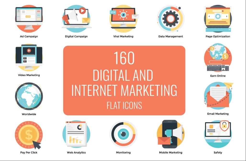 160 Digital and Marketing Icons