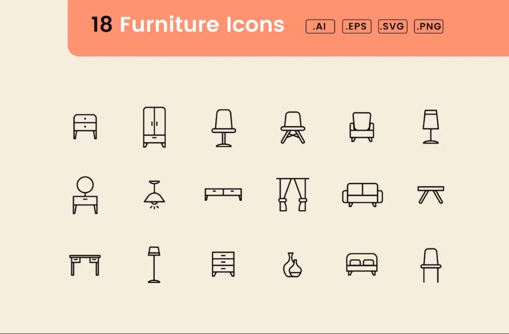 18 LInear Icons Furniture Set