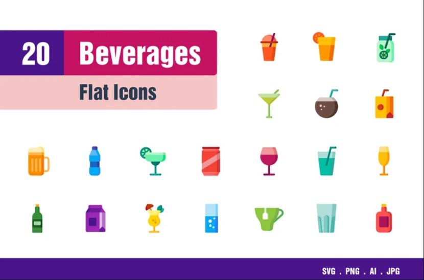 20 Beverages Vector Icons
