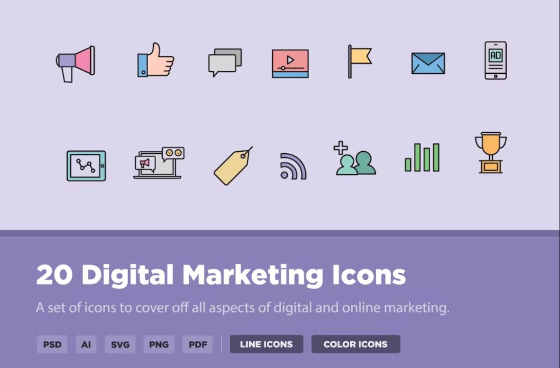 20 Colorful Icons Set